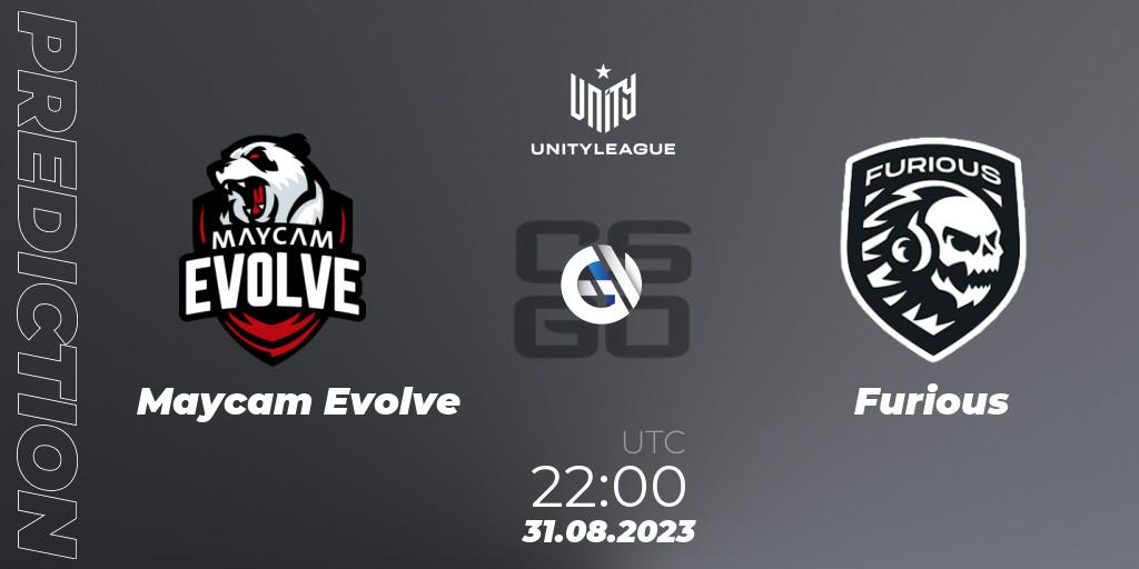Maycam Evolve contre Furious : prédiction de match. 31.08.2023 at 22:00. Counter-Strike (CS2), LVP Unity League Argentina 2023