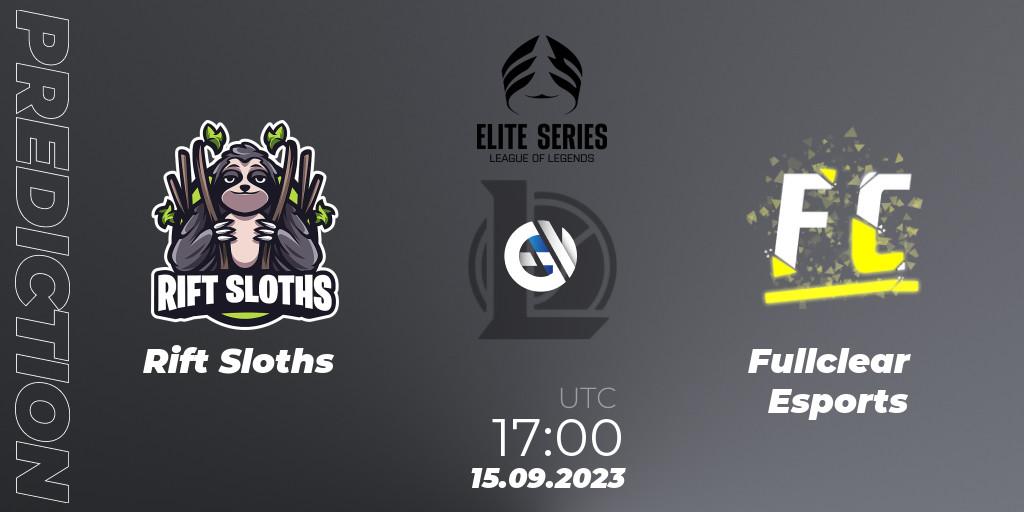 Rift Sloths contre Fullclear Esports : prédiction de match. 15.09.2023 at 17:00. LoL, Elite Series Relegation 2023