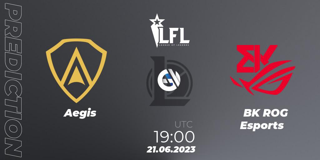 Aegis contre BK ROG Esports : prédiction de match. 21.06.2023 at 19:00. LoL, LFL Summer 2023 - Group Stage