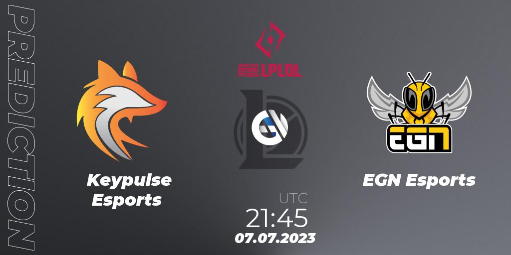 Keypulse Esports contre EGN Esports : prédiction de match. 15.06.2023 at 21:45. LoL, LPLOL Split 2 2023 - Group Stage