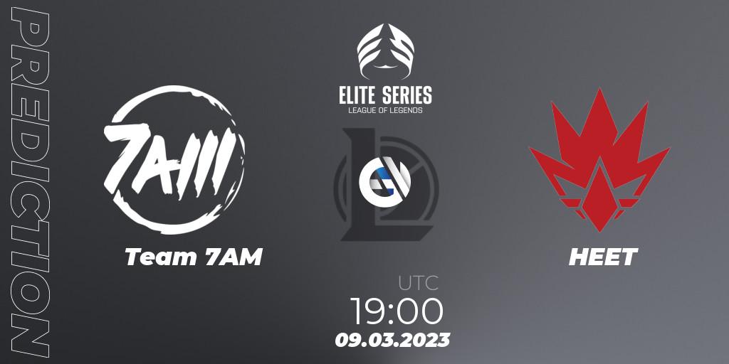 Team 7AM contre HEET : prédiction de match. 09.03.2023 at 19:00. LoL, Elite Series Spring 2023 - Group Stage