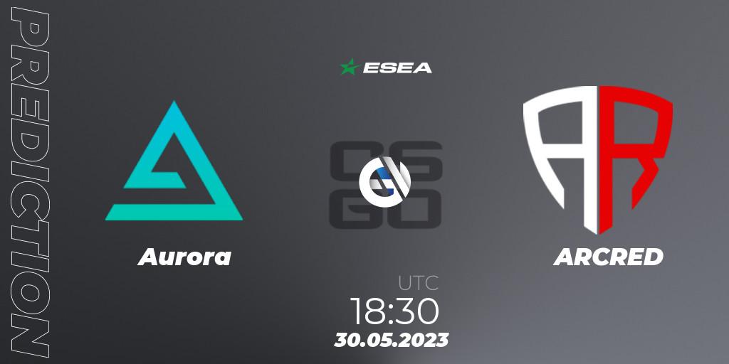 Aurora contre ARCRED : prédiction de match. 30.05.2023 at 18:30. Counter-Strike (CS2), ESEA Advanced Season 45 Europe