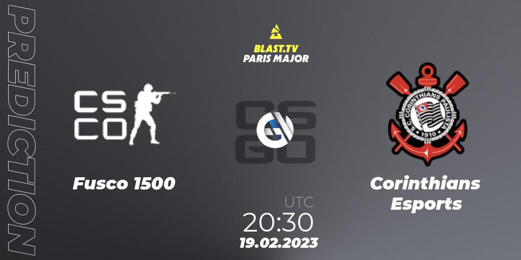 Fuscão 1500 contre Corinthians Esports : prédiction de match. 19.02.2023 at 20:30. Counter-Strike (CS2), BLAST.tv Paris Major 2023 South America RMR Closed Qualifier