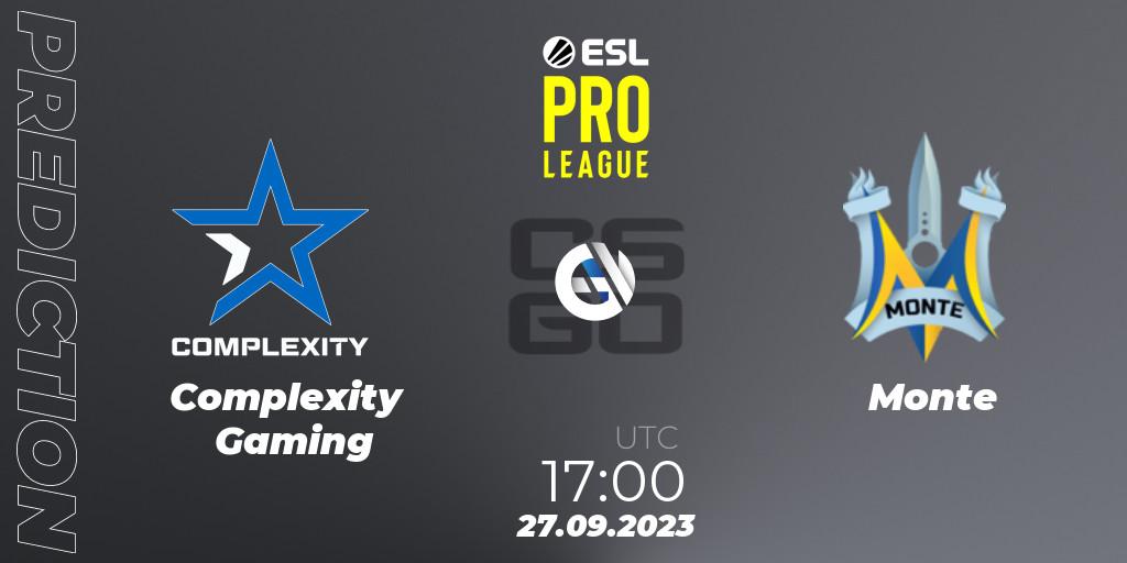 Complexity Gaming contre Monte : prédiction de match. 27.09.23. CS2 (CS:GO), ESL Pro League Season 18