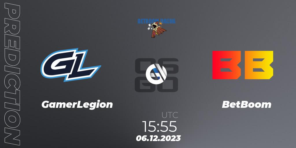 GamerLegion contre BetBoom : prédiction de match. 06.12.2023 at 17:50. Counter-Strike (CS2), BetBoom Dacha 2023