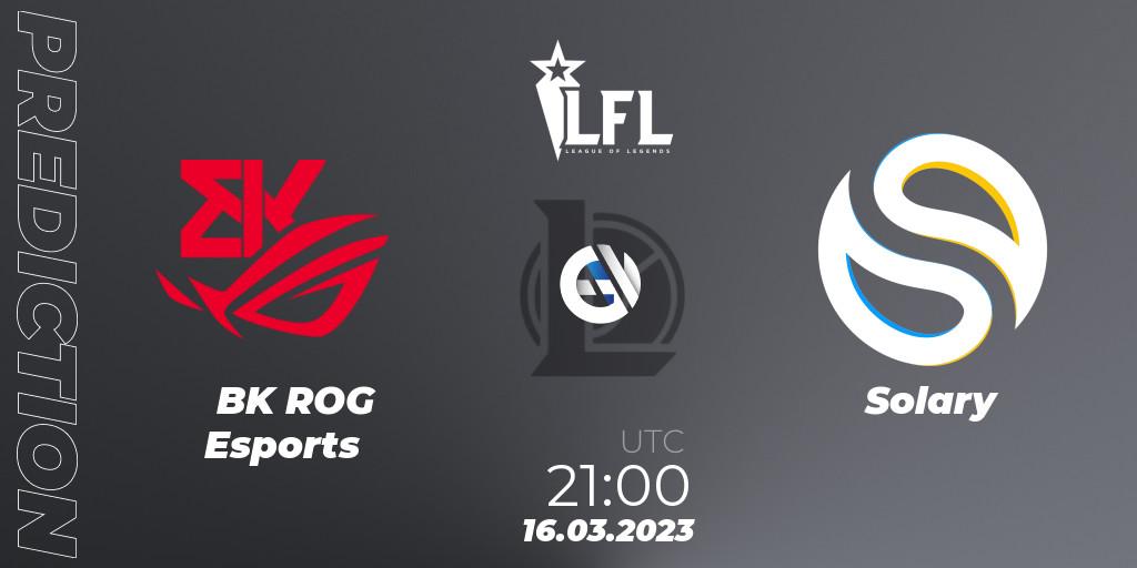 BK ROG Esports contre Solary : prédiction de match. 16.03.2023 at 21:00. LoL, LFL Spring 2023 - Group Stage