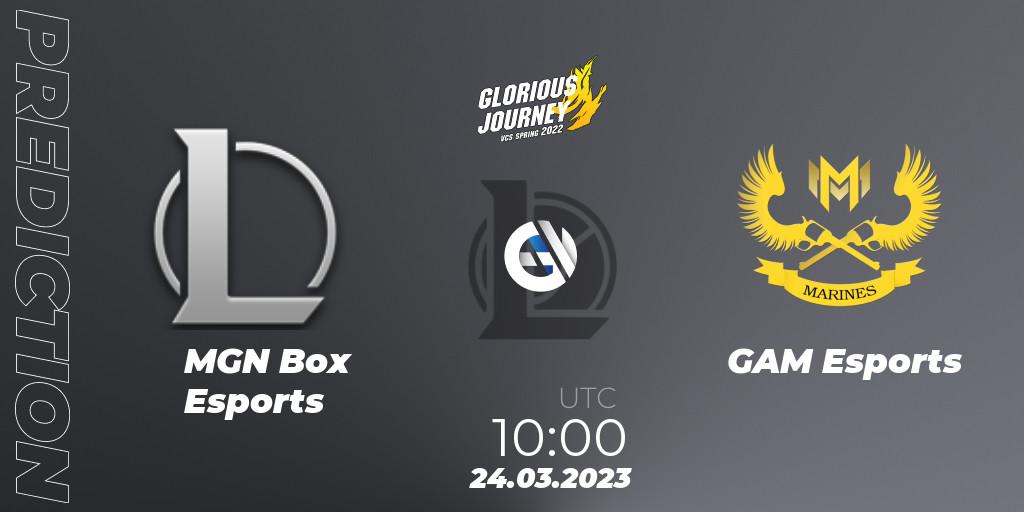 MGN Box Esports contre GAM Esports : prédiction de match. 02.03.2023 at 13:10. LoL, VCS Spring 2023 - Group Stage