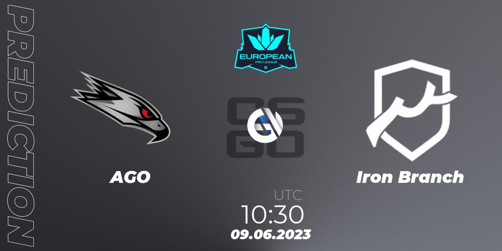 AGO contre Iron Branch : prédiction de match. 09.06.2023 at 11:45. Counter-Strike (CS2), European Pro League Season 8