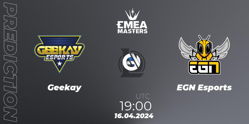 Geekay contre EGN Esports : prédiction de match. 16.04.24. LoL, EMEA Masters Spring 2024 - Play-In