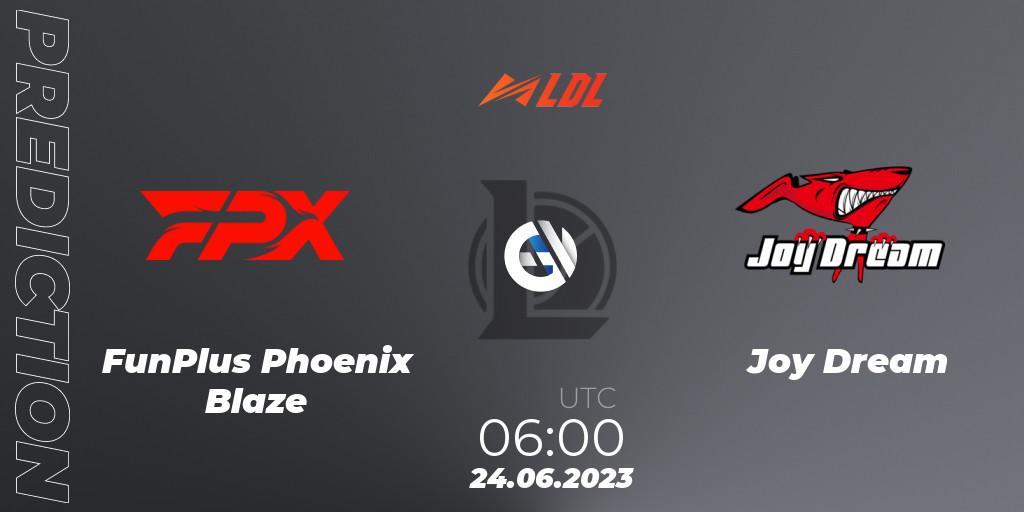 FunPlus Phoenix Blaze contre Joy Dream : prédiction de match. 24.06.2023 at 06:00. LoL, LDL 2023 - Regular Season - Stage 3