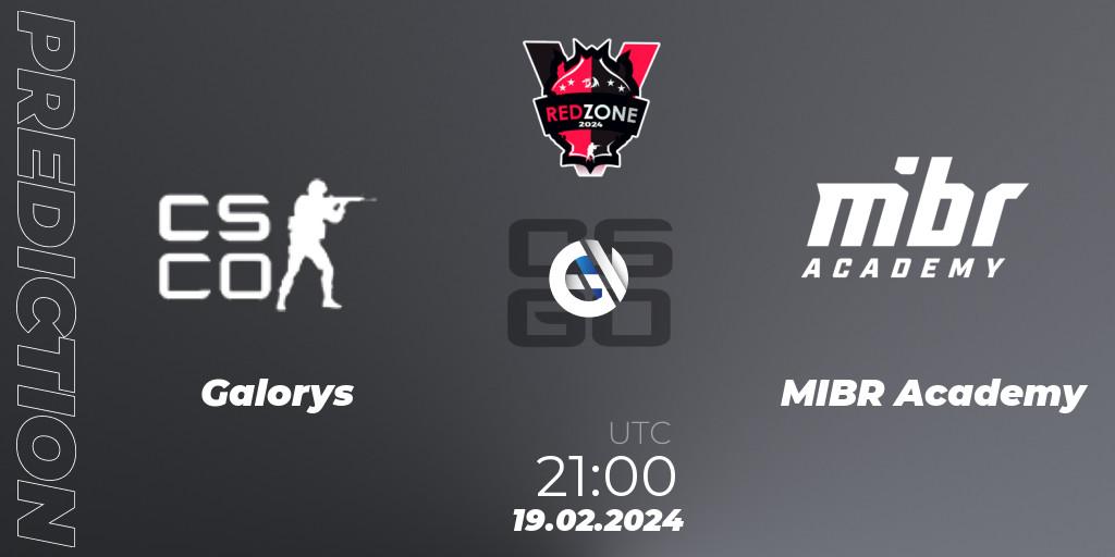 Galorys contre MIBR Academy : prédiction de match. 22.02.2024 at 21:00. Counter-Strike (CS2), RedZone PRO League Season 1