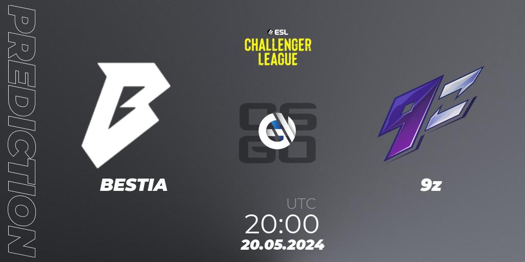 BESTIA contre 9z : prédiction de match. 20.05.2024 at 20:15. Counter-Strike (CS2), ESL Challenger League Season 47: South America