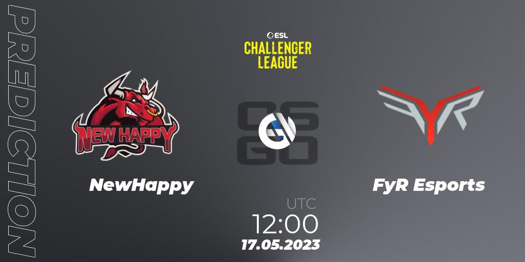 NewHappy contre FyR Esports : prédiction de match. 17.05.2023 at 12:00. Counter-Strike (CS2), ESL Challenger League Season 45: Asia-Pacific