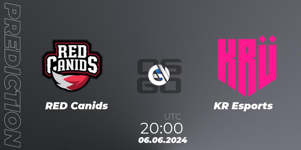 RED Canids contre KRÜ Esports : prédiction de match. 06.06.2024 at 20:00. Counter-Strike (CS2), Regional Clash Arena South America