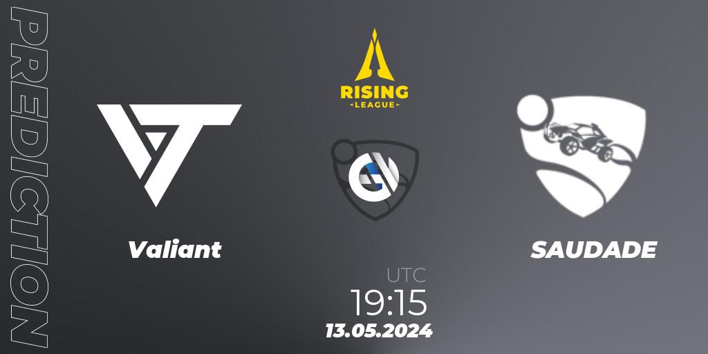 Valiant contre SAUDADE : prédiction de match. 13.05.2024 at 19:10. Rocket League, Rising League 2024 — Split 1 — Main Event