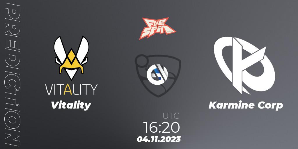 Vitality contre Karmine Corp : prédiction de match. 04.11.2023 at 16:25. Rocket League, Flip & Spin - Finals