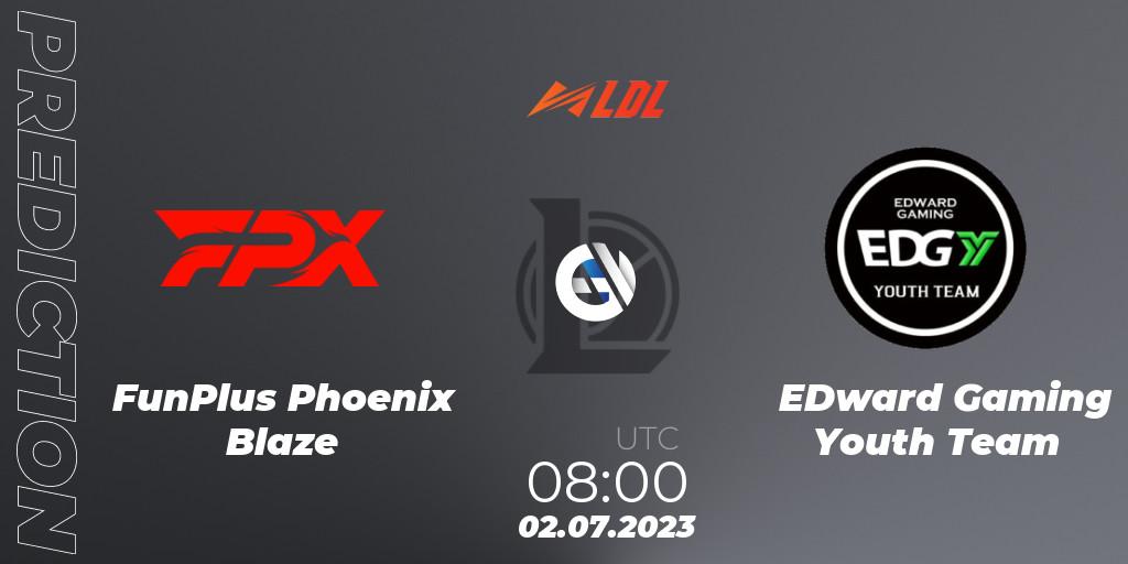 FunPlus Phoenix Blaze contre EDward Gaming Youth Team : prédiction de match. 02.07.2023 at 08:40. LoL, LDL 2023 - Regular Season - Stage 3