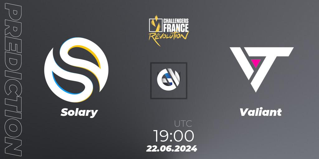 Solary contre Valiant : prédiction de match. 22.06.2024 at 19:00. VALORANT, VALORANT Challengers 2024 France: Revolution Split 2