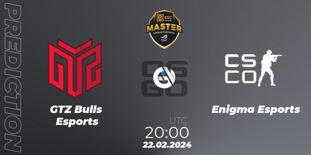 GTZ Bulls Esports contre Enigma Esports : prédiction de match. 22.02.24. CS2 (CS:GO), Master League Portugal Season 13: Closed Qualifier