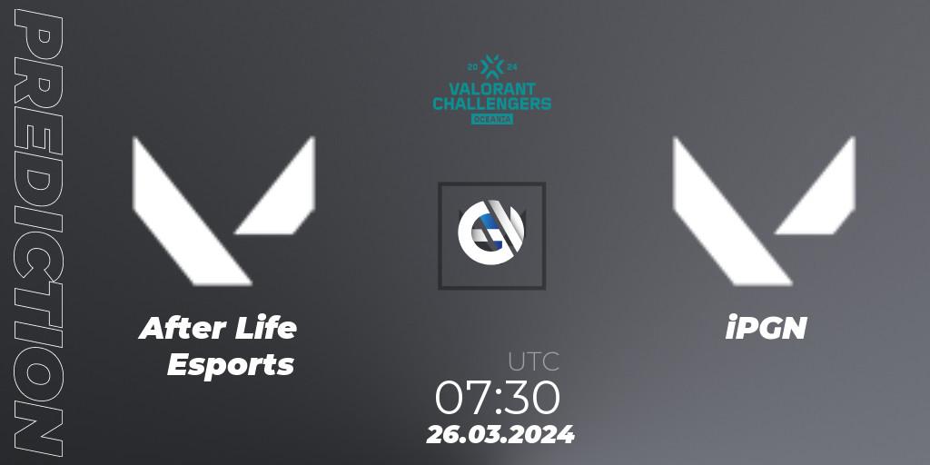 After Life Esports contre iPGN : prédiction de match. 26.03.2024 at 07:30. VALORANT, VALORANT Challengers 2024 Oceania: Split 1