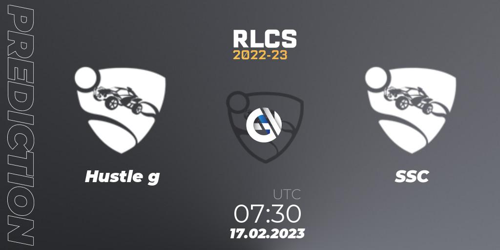 Hustle g contre SSC : prédiction de match. 17.02.2023 at 07:30. Rocket League, RLCS 2022-23 - Winter: Oceania Regional 2 - Winter Cup