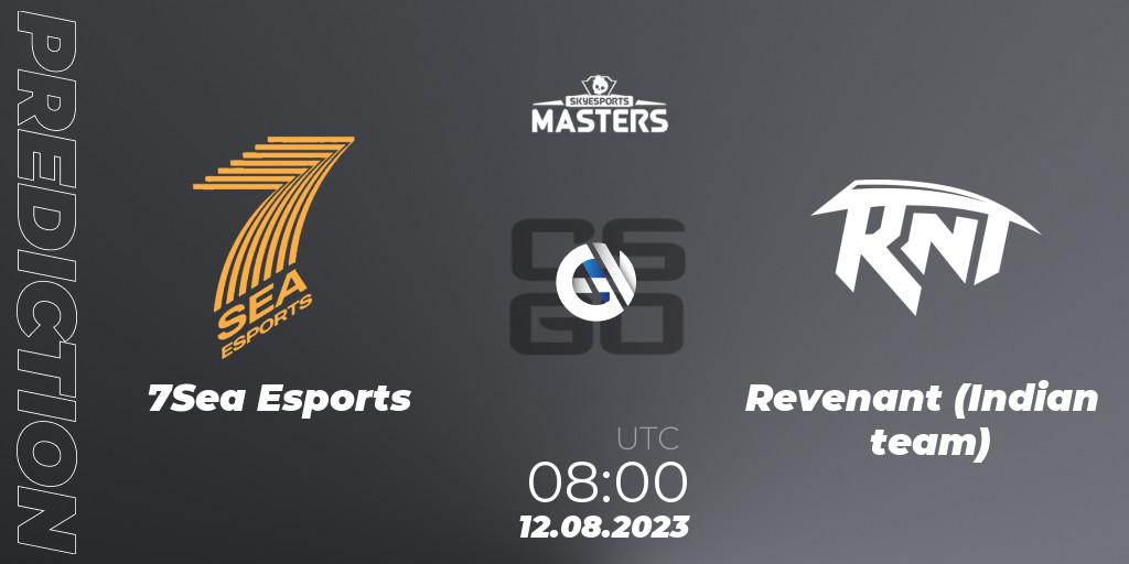 7Sea Esports contre Revenant (Indian team) : prédiction de match. 12.08.2023 at 08:00. Counter-Strike (CS2), Skyesports Masters 2023: Regular Season