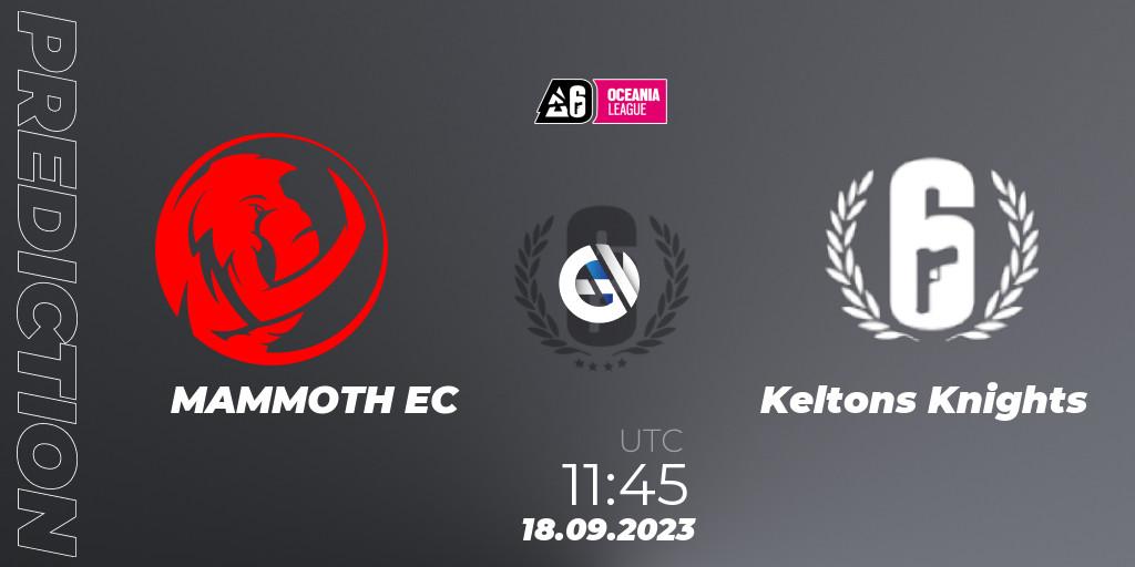 MAMMOTH EC contre Keltons Knights : prédiction de match. 04.10.2023 at 10:45. Rainbow Six, Oceania League 2023 - Stage 2