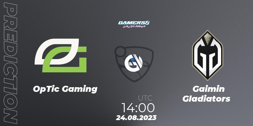OpTic Gaming contre Gaimin Gladiators : prédiction de match. 24.08.2023 at 14:00. Rocket League, Gamers8 2023