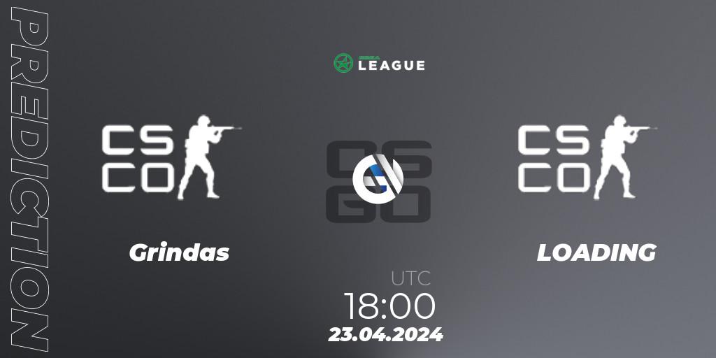 Grindas contre LOADING : prédiction de match. 23.04.2024 at 18:00. Counter-Strike (CS2), ESEA Season 49: Advanced Division - Europe