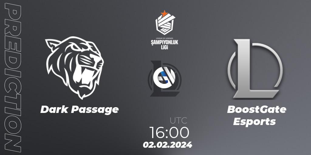 Dark Passage contre BoostGate Esports : prédiction de match. 02.02.2024 at 17:00. LoL, TCL Winter 2024