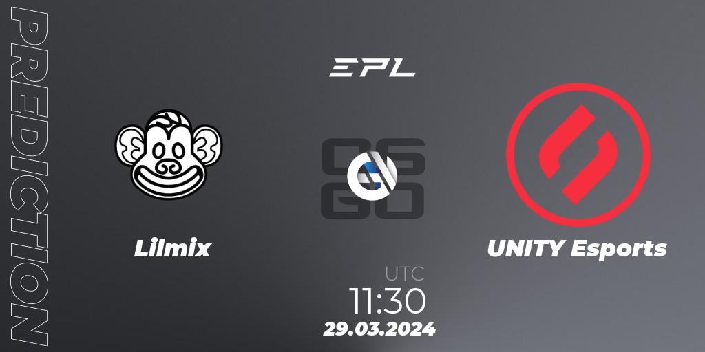 Lilmix contre UNITY Esports : prédiction de match. 29.03.24. CS2 (CS:GO), European Pro League Season 16: Division 2