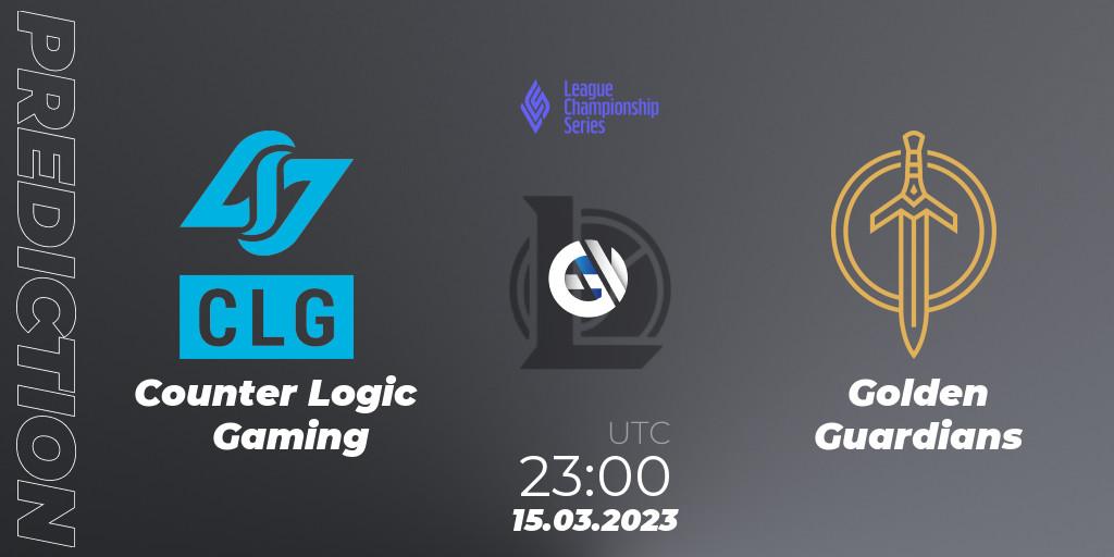 Counter Logic Gaming contre Golden Guardians : prédiction de match. 16.03.23. LoL, LCS Spring 2023 - Group Stage