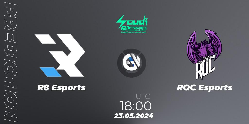 R8 Esports contre ROC Esports : prédiction de match. 23.05.2024 at 18:00. Overwatch, Saudi eLeague 2024 - Major 2 Phase 2