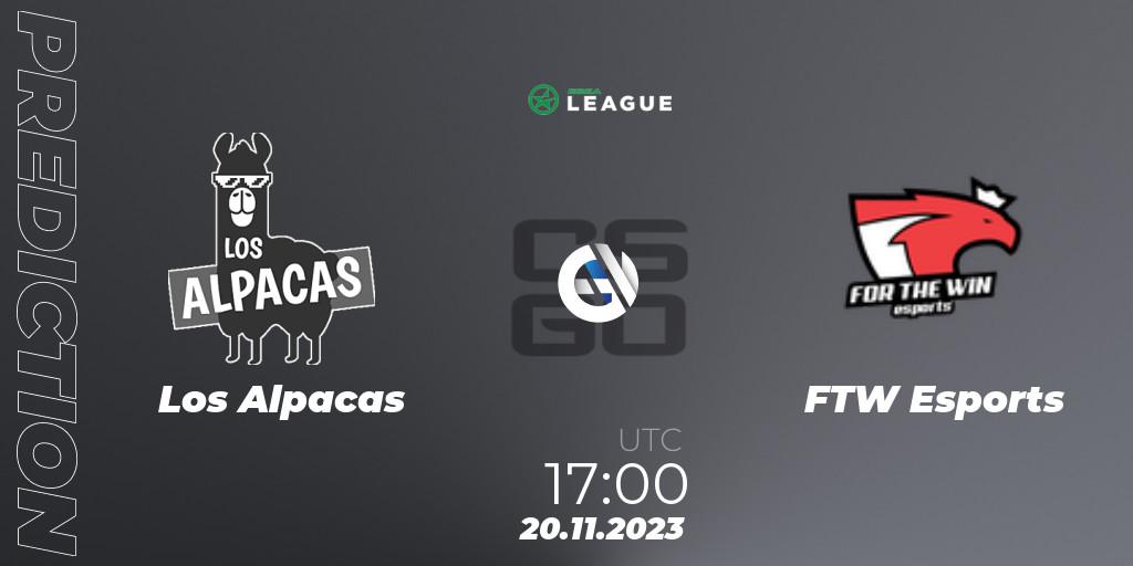 Los Alpacas contre FTW Esports : prédiction de match. 20.11.2023 at 17:00. Counter-Strike (CS2), ESEA Season 47: Advanced Division - Europe