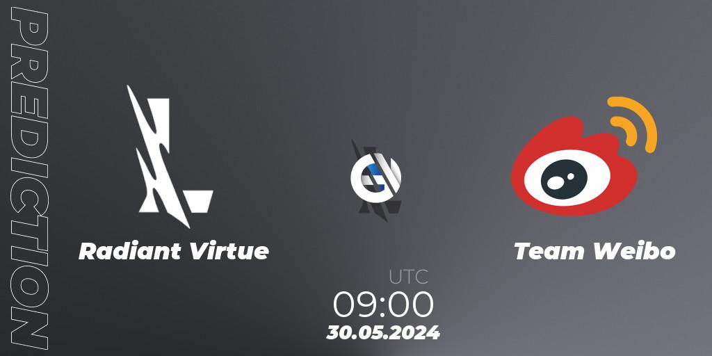 Radiant Virtue contre Team Weibo : prédiction de match. 30.05.2024 at 09:00. Wild Rift, Wild Rift Super League Summer 2024 - 5v5 Tournament Group Stage