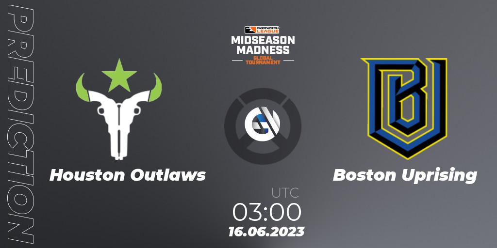 Houston Outlaws contre Boston Uprising : prédiction de match. 16.06.23. Overwatch, Overwatch League 2023 - Midseason Madness