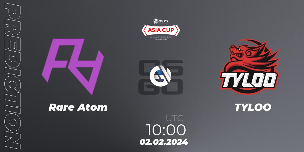 Rare Atom contre TYLOO : prédiction de match. 02.02.24. CS2 (CS:GO), 5E Arena Asia Cup Spring 2024 - BLAST Premier Qualifier