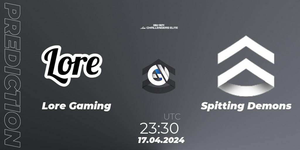 Lore Gaming contre Spitting Demons : prédiction de match. 24.04.2024 at 21:30. Call of Duty, Call of Duty Challengers 2024 - Elite 2: NA
