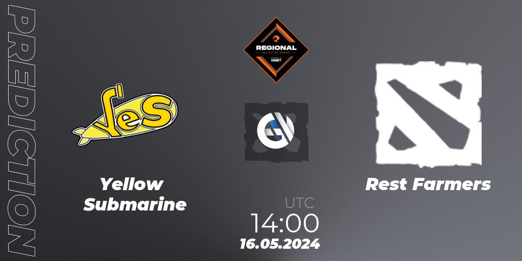 Yellow Submarine contre Rest Farmers : prédiction de match. 16.05.2024 at 14:40. Dota 2, RES Regional Series: EU #2