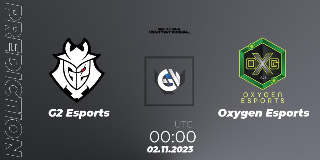 G2 Esports contre Oxygen Esports : prédiction de match. 02.11.2023 at 00:30. VALORANT, Sentinels Invitational