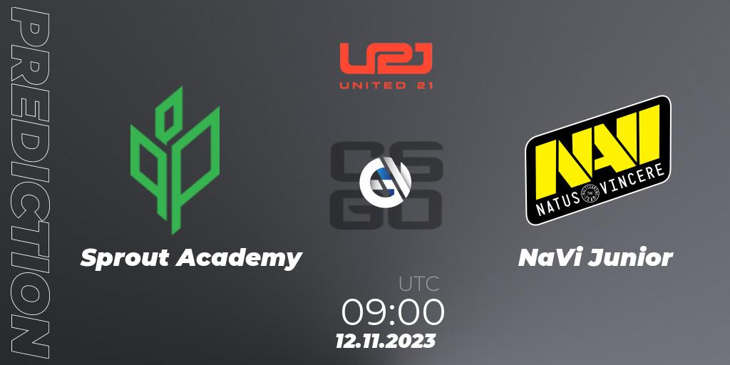 Sprout Academy contre NaVi Junior : prédiction de match. 12.11.2023 at 09:00. Counter-Strike (CS2), United21 Season 8