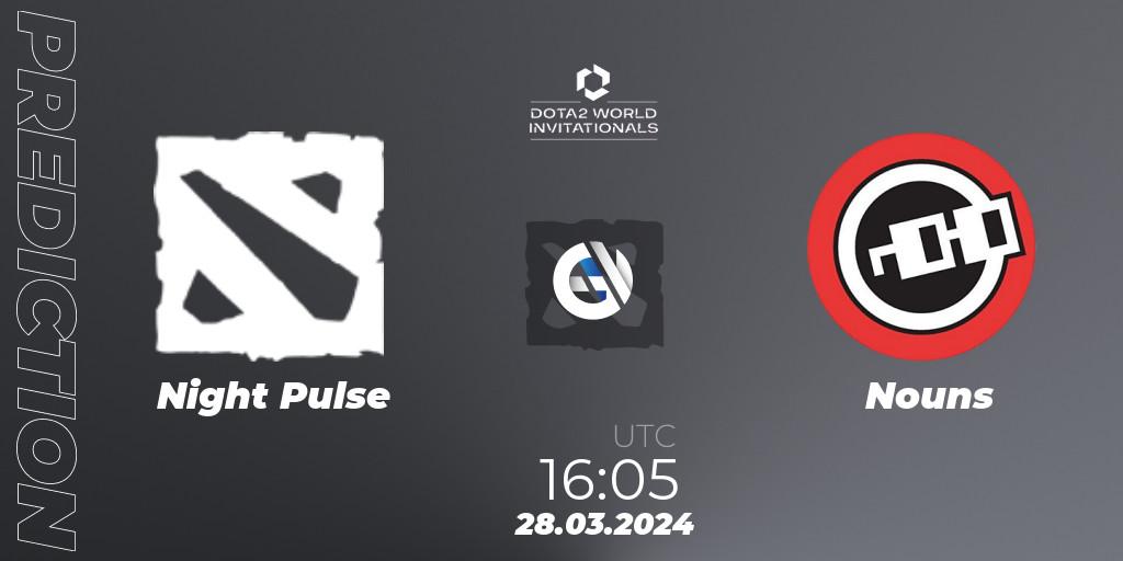 Night Pulse contre Nouns : prédiction de match. 28.03.24. Dota 2, Portal Dota 2 World Invitationals
