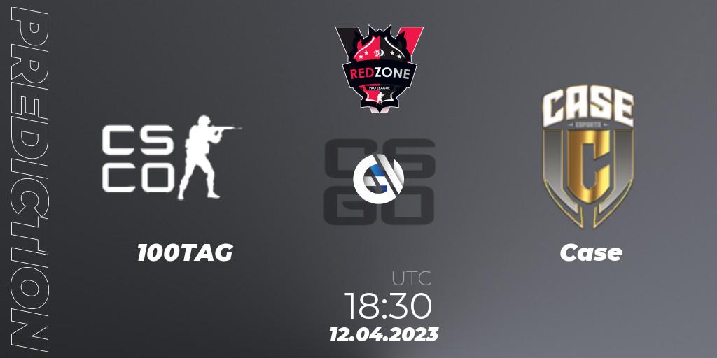 100TAG contre Case : prédiction de match. 12.04.2023 at 18:30. Counter-Strike (CS2), RedZone PRO League 2023 Season 2