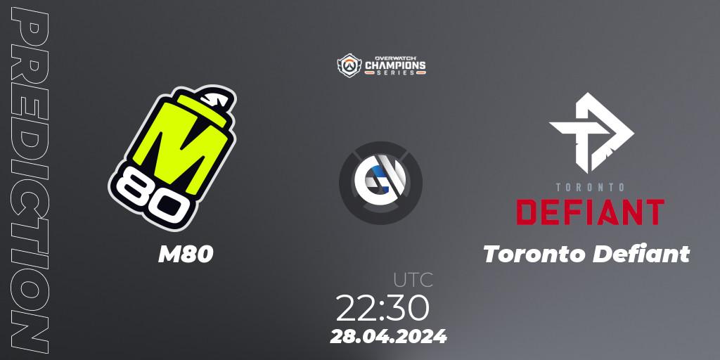 M80 contre Toronto Defiant : prédiction de match. 28.04.2024 at 22:30. Overwatch, Overwatch Champions Series 2024 - North America Stage 2 Main Event