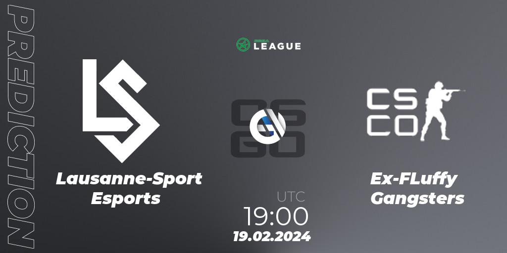 Lausanne-Sport Esports contre Ex-FLuffy Gangsters : prédiction de match. 19.02.2024 at 19:00. Counter-Strike (CS2), ESEA Season 48: Advanced Division - Europe