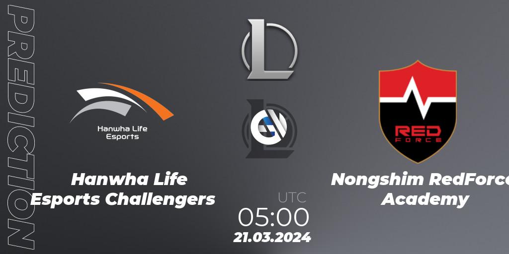 Hanwha Life Esports Challengers contre Nongshim RedForce Academy : prédiction de match. 21.03.24. LoL, LCK Challengers League 2024 Spring - Group Stage