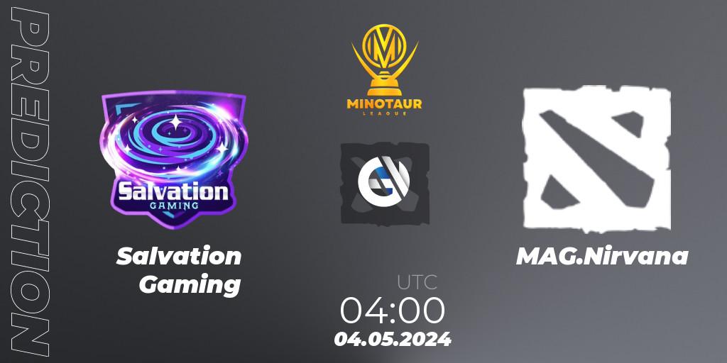 Salvation Gaming contre MAG.Nirvana : prédiction de match. 04.05.2024 at 06:00. Dota 2, Minotaur League