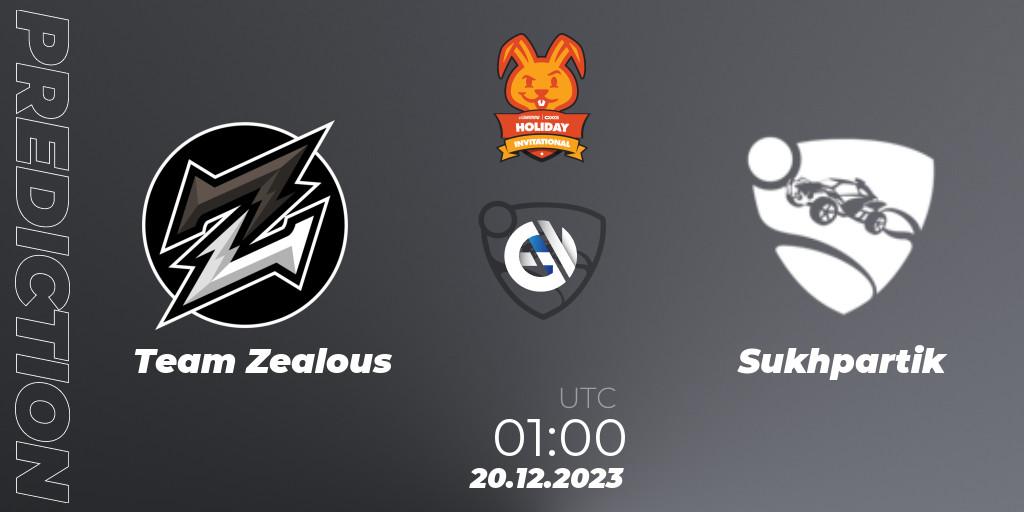 Team Zealous contre Sukhpartik : prédiction de match. 20.12.2023 at 01:00. Rocket League, OXG Holiday Invitational