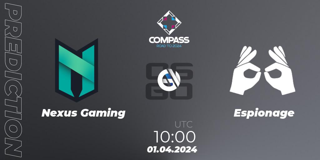 Nexus Gaming contre Espionage : prédiction de match. 01.04.24. CS2 (CS:GO), YaLLa Compass Spring 2024