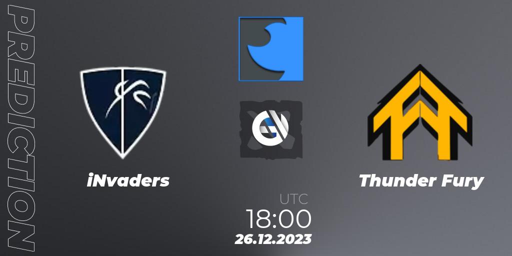 iNvaders contre Thunder Fury : prédiction de match. 26.12.2023 at 18:00. Dota 2, FastInvitational DotaPRO Season 2